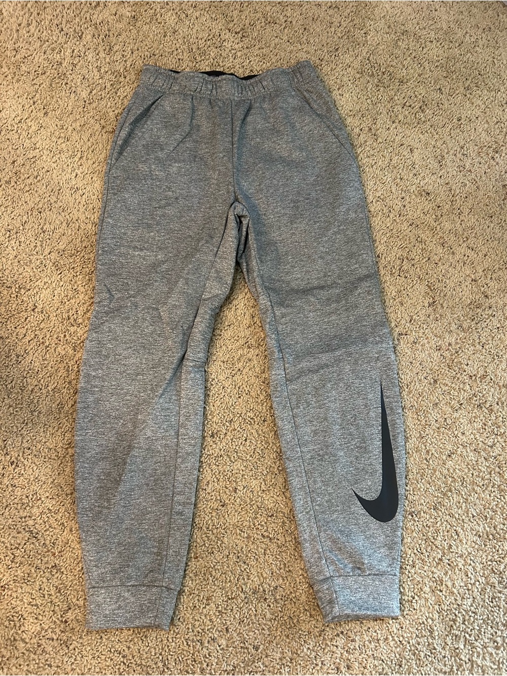 Nike Men’s size small  Gray Joggers with Black Swoosh